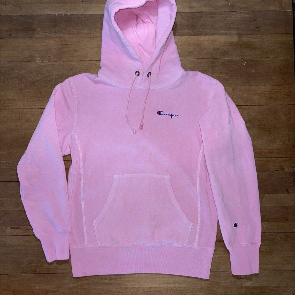 Vintage Champion Reverse Weave Warm Up Hoodie Sweatshirt Pink Pullover Hand Dyed